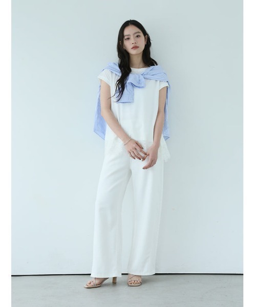 fifth（フィフス）の「裾レースフレンチスリーブTシャツ（Tシャツ/カットソー・レディース・ホワイト/ブラック・M）」の11枚目の写真