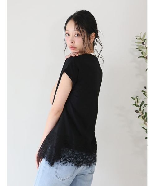 fifth（フィフス）の「裾レースフレンチスリーブTシャツ（Tシャツ/カットソー・レディース・ホワイト/ブラック・M）」の16枚目の写真