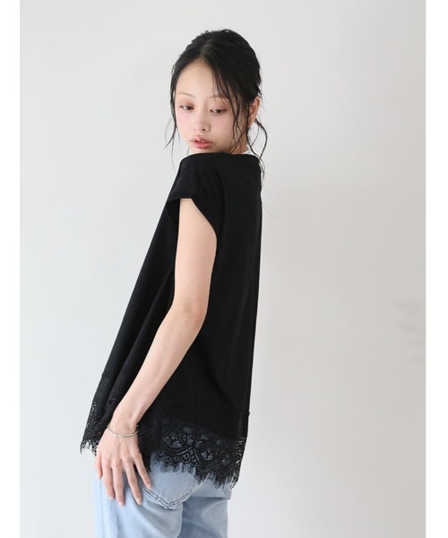 fifth（フィフス）の「裾レースフレンチスリーブTシャツ（Tシャツ/カットソー・レディース・ホワイト/ブラック・M）」の17枚目の写真