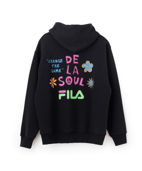 FILA（フィラ）の「DE LA SOUL×FILA HOODIE / デラソウル×フィラ　スウェットフーディ（パーカー・レディース・ベージュ/ブラック・S/L/M/XL）」の3枚目の写真