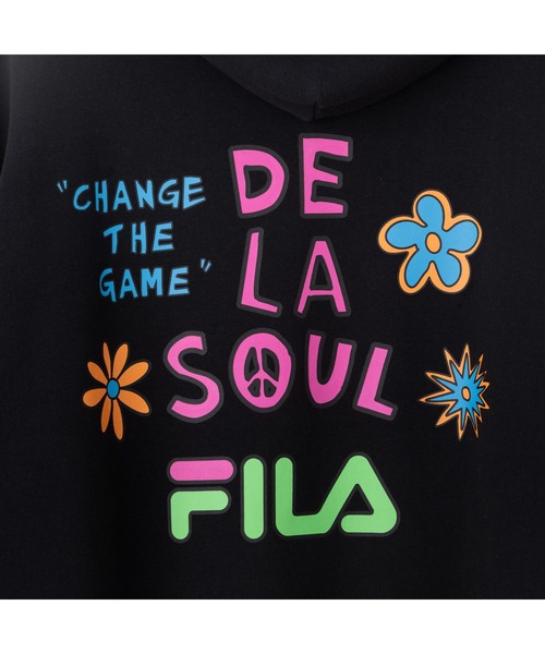 FILA（フィラ）の「DE LA SOUL×FILA HOODIE / デラソウル×フィラ　スウェットフーディ（パーカー・レディース・ベージュ/ブラック・S/L/M/XL）」の6枚目の写真