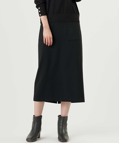 J.PRESS Ladies（J.プレス レディス）の「ハリプルウールポンチ ナロー スカート（スカート・レディース・ブラック系/ダークブラウン系/グレー系・S/XS）」の2枚目の写真