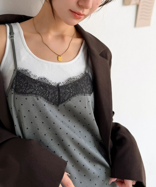 mily bilet(ミウィビレット)の「【mily bilet】レースを重ねて、いつものコーデを華やかに。レースキャミソール(キャミソール・レディース・グレー系1/アイボリー系1・X-LARGE/SMALL/LARGE/MEDIUM)」の14枚目の写真