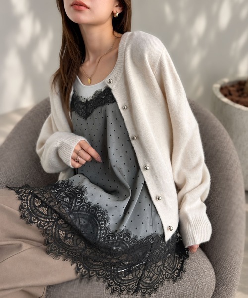 mily bilet(ミウィビレット)の「【mily bilet】レースを重ねて、いつものコーデを華やかに。レースキャミソール(キャミソール・レディース・グレー系1/アイボリー系1・X-LARGE/SMALL/LARGE/MEDIUM)」の16枚目の写真