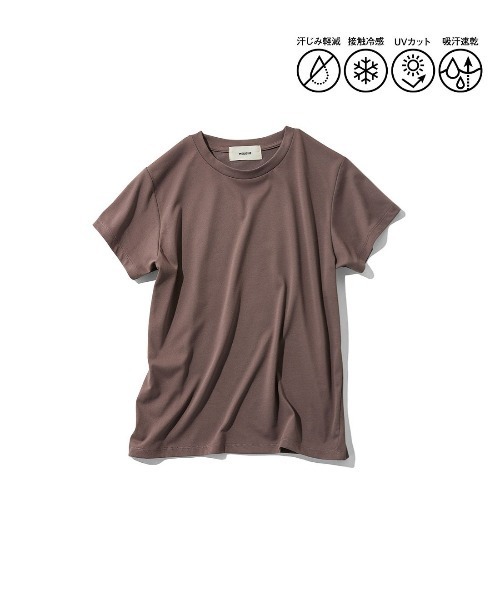 MEDE19F(メデジュウキュウ)の「MEDE19F 汗じみ軽減&接触冷感素材の大人感こなれTシャツ(Tシャツ/カットソー・レディース・ベージュ/ネイビー系/ブラウン系その他・M/L/LL)」の21枚目の写真