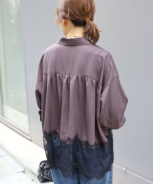 le.coeur blanc(ルクールブラン)の「フィブリルツイルヘムレースシャツ(シャツ/ブラウス・レディース・ブラック/ダークブラウン/アイボリー・38)」の18枚目の写真