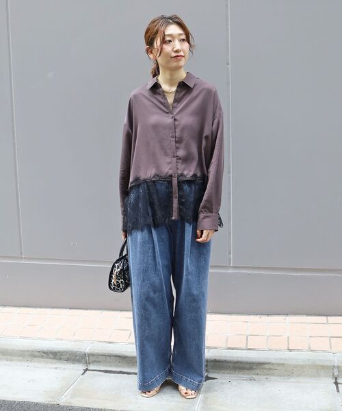 le.coeur blanc(ルクールブラン)の「フィブリルツイルヘムレースシャツ(シャツ/ブラウス・レディース・ブラック/ダークブラウン/アイボリー・38)」の22枚目の写真