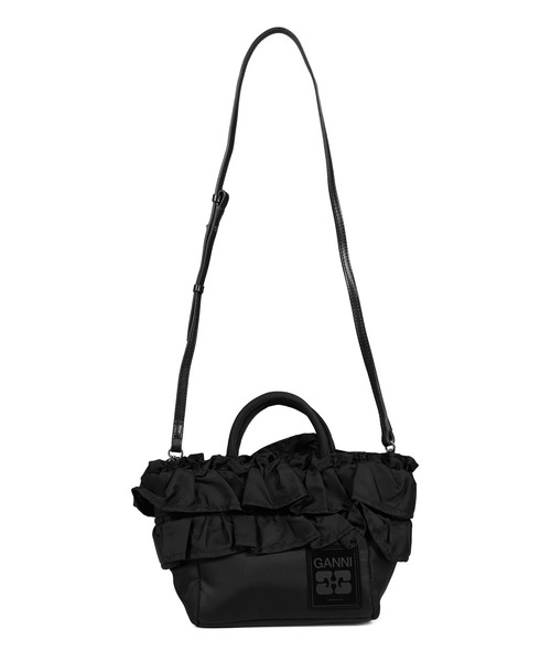 GANNI(ガニー)の「MINI SHOPPER RUFFLE(ハンドバッグ・レディース・ブラック・OS)」の2枚目の写真