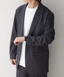 〈手洗い可能〉ウール混 2ボタン リラックス ジャケット(セットアップ対応)◇