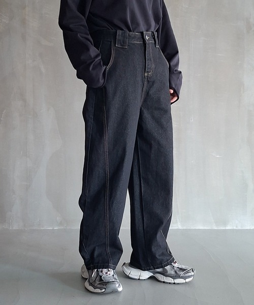 WESTBOY（ウエストボーイ）の「Y2K ユニセックス バルーンシルエット デニムワイドパンツ WO26W7PT10（デニムパンツ・メンズ・ブラック・L/M/XL）」の7枚目の写真