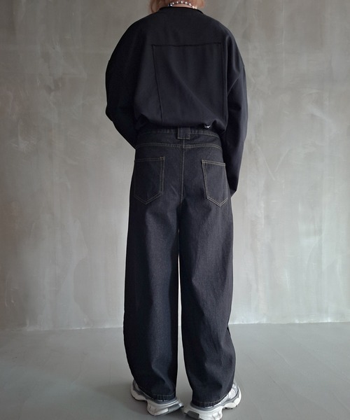 WESTBOY（ウエストボーイ）の「Y2K ユニセックス バルーンシルエット デニムワイドパンツ WO26W7PT10（デニムパンツ・メンズ・ブラック・L/M/XL）」の11枚目の写真