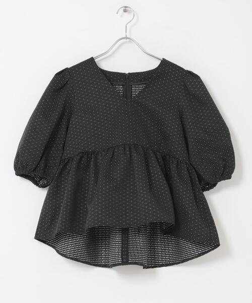 URBAN RESEARCH ROSSO WOMEN（アーバンリサーチ　ロッソ）の「『WEB限定』ジャガードペプラムＶネックブラウス（シャツ/ブラウス・レディース・ネイビー/ブラック・FREE）」の10枚目の写真