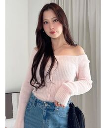 2WAYミニシャギーカーデライクニット
