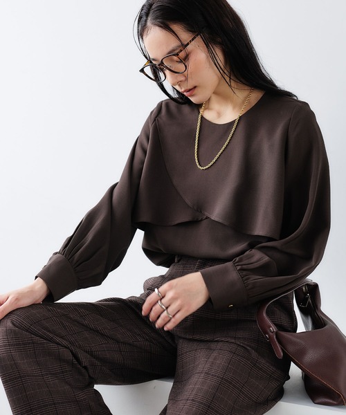 CROSS FUNCTION(クロスファンクション)の「《防シワ》サマナチュラリュクス フロントフリルシャツ【CROSS FUNCTION/クロスファンクション】(シャツ/ブラウス・レディース・ダークブラウン/ネイビー・LL/M/L)」の19枚目の写真