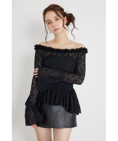 rienda(リエンダ)の「レースオフショルダーペプラムトップス 秋服(Tシャツ/カットソー・レディース・ブラウン/ブラック/ホワイト・FREE)」の18枚目の写真