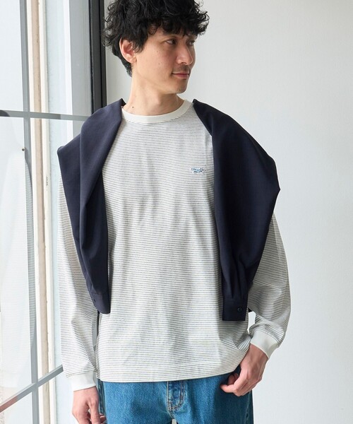 PENNEYS(ぺニーズ)の「【吸水速乾、遮熱性、接触冷感、UVカット】Penneys × WELLTECT 別注細ボーダー長袖Tシャツ(Tシャツ/カットソー・メンズ・ホワイト/ブラック・S/M/L/XL)」の2枚目の写真