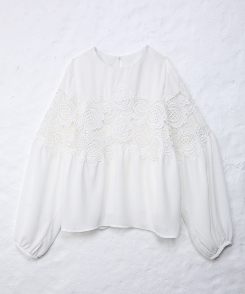 Chico(チコ)の「【who's who Chico】 レース切り替えブラウス(シャツ/ブラウス・レディース・ホワイト/アイボリー・FREE)」の3枚目の写真