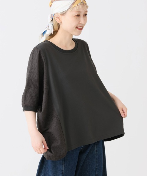 HEART MARKET(ハートマーケット)の「レース切替ドルマンプルオーバー(Tシャツ/カットソー・レディース・ブラック/カーキ/ホワイト/チャコール・FREE)」の3枚目の写真