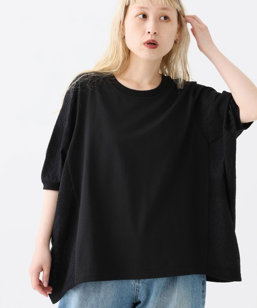 HEART MARKET(ハートマーケット)の「レース切替ドルマンプルオーバー(Tシャツ/カットソー・レディース・ブラック/カーキ/ホワイト/チャコール・FREE)」の2枚目の写真