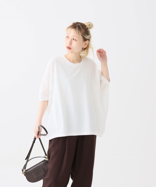 HEART MARKET(ハートマーケット)の「レース切替ドルマンプルオーバー(Tシャツ/カットソー・レディース・ブラック/カーキ/ホワイト/チャコール・FREE)」の14枚目の写真