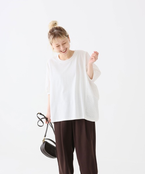 HEART MARKET(ハートマーケット)の「レース切替ドルマンプルオーバー(Tシャツ/カットソー・レディース・ブラック/カーキ/ホワイト/チャコール・FREE)」の18枚目の写真