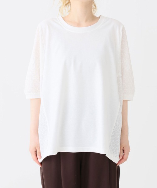 HEART MARKET(ハートマーケット)の「レース切替ドルマンプルオーバー(Tシャツ/カットソー・レディース・ブラック/カーキ/ホワイト/チャコール・FREE)」の8枚目の写真