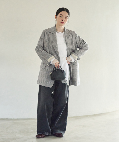 journal standard L'essage(ジャーナルスタンダードレサージュ)の「グレンチェックジャケット(テーラードジャケット・レディース・ブラック・36/38)」の2枚目の写真