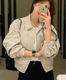 衿付きクロップド丈ブルゾン