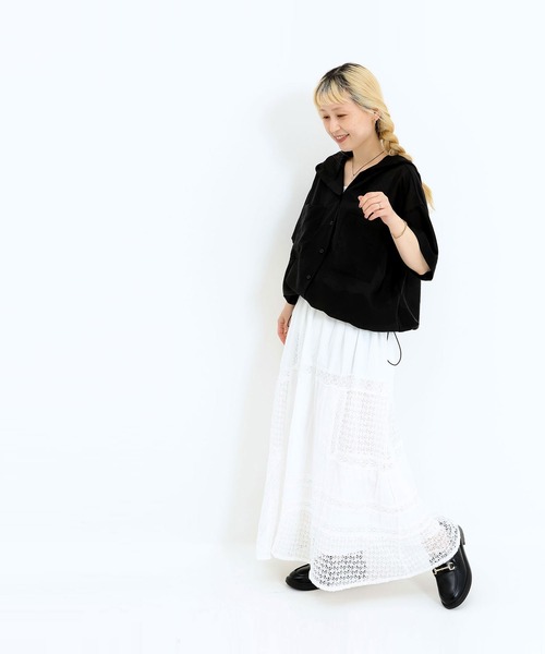 HEART MARKET(ハートマーケット)の「半袖フーディシャツ(シャツ/ブラウス・レディース・グレイッシュベージュ/ブラウン/ブラック/チャコール・FREE)」の8枚目の写真