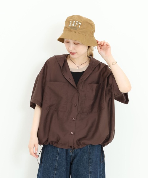 HEART MARKET(ハートマーケット)の「半袖フーディシャツ(シャツ/ブラウス・レディース・グレイッシュベージュ/ブラウン/ブラック/チャコール・FREE)」の14枚目の写真