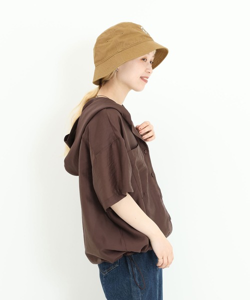HEART MARKET(ハートマーケット)の「半袖フーディシャツ(シャツ/ブラウス・レディース・グレイッシュベージュ/ブラウン/ブラック/チャコール・FREE)」の15枚目の写真