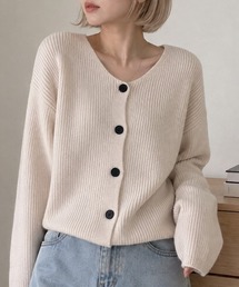 【ふんわり柔らか。毎日にちょうどいい、大人のベーシックカーデ】リブ編み Vネック カーディガン