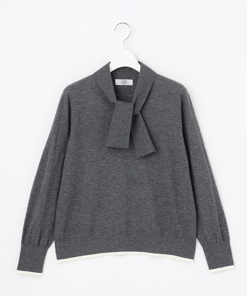 J.PRESS（ジェイプレス）の「【一枚で着映え】WORSTED WOOL BLEND ボウタイデザイン ニット（ニット/セーター・レディース・ライトグレー系/ワイン系/ネイビー系・MEDIUM/LARGE）」の16枚目の写真