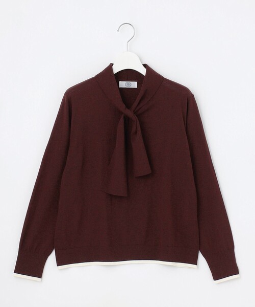 J.PRESS（ジェイプレス）の「【一枚で着映え】WORSTED WOOL BLEND ボウタイデザイン ニット（ニット/セーター・レディース・ライトグレー系/ワイン系/ネイビー系・MEDIUM/LARGE）」の19枚目の写真