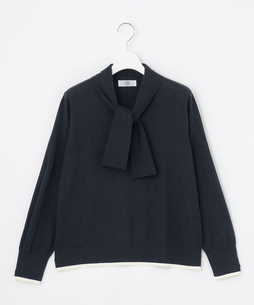 J.PRESS（ジェイプレス）の「【一枚で着映え】WORSTED WOOL BLEND ボウタイデザイン ニット（ニット/セーター・レディース・ライトグレー系/ワイン系/ネイビー系・MEDIUM/LARGE）」の20枚目の写真