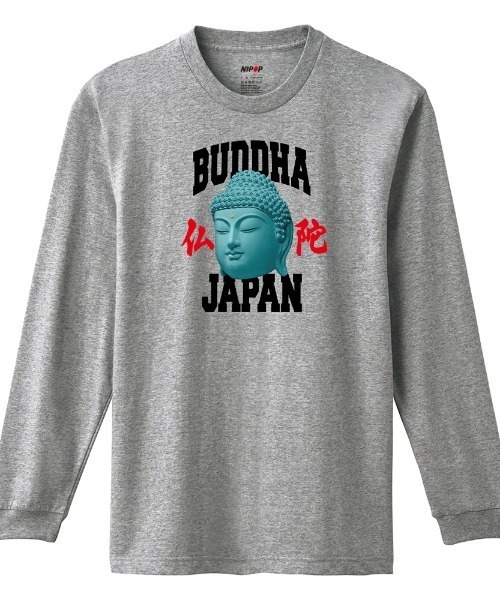 NIPOP（ニポップ）の「NIPOP（ニポップ） 長袖Tシャツ 仏陀 イラスト 和 プリント インバウンド お土産 ロンT トップス レディース（Tシャツ/カットソー・レディース・ホワイト/ブラック/ヘザーグレー・S/XS）」の3枚目の写真