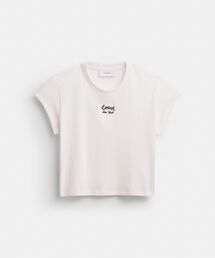キャップ スリーブ ボックス クルーネック Tシャツ