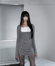ELODIE ボタンシャーリングスカート グレー