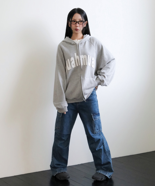 muahmuah（ムーアムーア）の「ヴィンテージ アップリケ MUAH フードジップアップ [グレー]（パーカー・レディース・その他・FREE）」の17枚目の写真