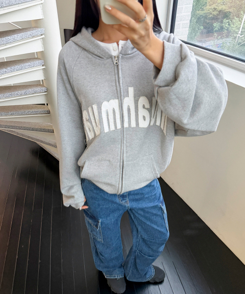 muahmuah（ムーアムーア）の「ヴィンテージ アップリケ MUAH フードジップアップ [グレー]（パーカー・レディース・その他・FREE）」の10枚目の写真