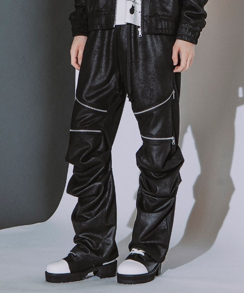 NO ID.(ノーアイディ)の「mp15502- ラングウィッドZIP-PT ジップパンツ(859006-580P)(その他パンツ・メンズ・ブラック/ブラック系その他・2/1)」の2枚目の写真