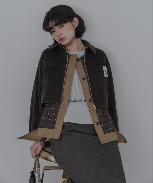 Eimee Law（エイミーロウ）の「レイヤード アウトポケットジャケット&キルトジレ（その他アウター・レディース・ベージュ/ブラウン/チャコールグレー・FREE）」の3枚目の写真