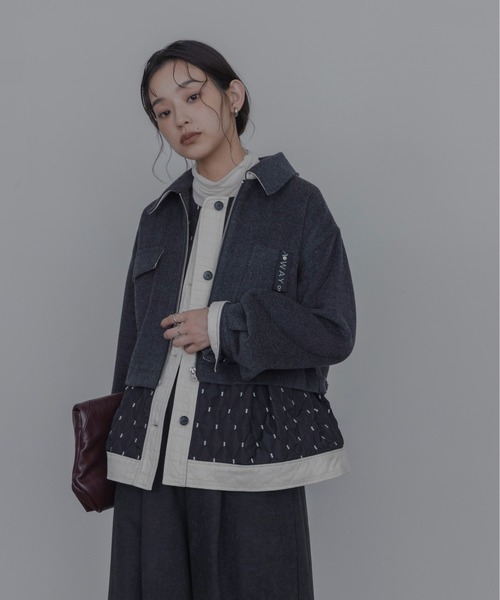 Eimee Law（エイミーロウ）の「レイヤード アウトポケットジャケット&キルトジレ（その他アウター・レディース・ベージュ/ブラウン/チャコールグレー・FREE）」の2枚目の写真