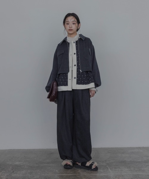Eimee Law（エイミーロウ）の「レイヤード アウトポケットジャケット&キルトジレ（その他アウター・レディース・ベージュ/ブラウン/チャコールグレー・FREE）」の4枚目の写真
