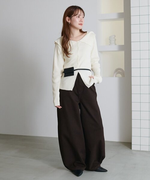 DISCOAT（ディスコート）の「2WAYツイルボリュームパンツ（その他パンツ・レディース・ブラウン/ベージュ・MEDIUM/LARGE）」の3枚目の写真