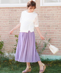 コットンシフォン×レーヨン リバーシブルロングスカート