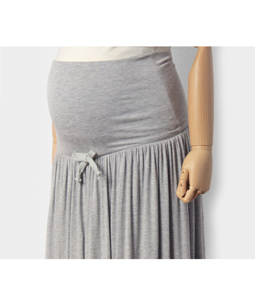 SweetMommy（スウィートマミー）の「コットンシフォン×レーヨン　リバーシブルロングスカート（マタニティウェア/グッズ・レディース・杢グレー/ブルー/モカ/ピンク・M/L）」の5枚目の写真