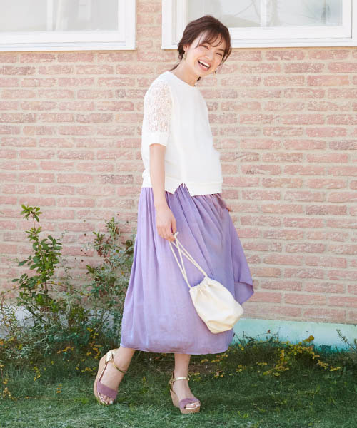 SweetMommy（スウィートマミー）の「コットンシフォン×レーヨン　リバーシブルロングスカート（マタニティウェア/グッズ・レディース・杢グレー/ブルー/モカ/ピンク・M/L）」の16枚目の写真