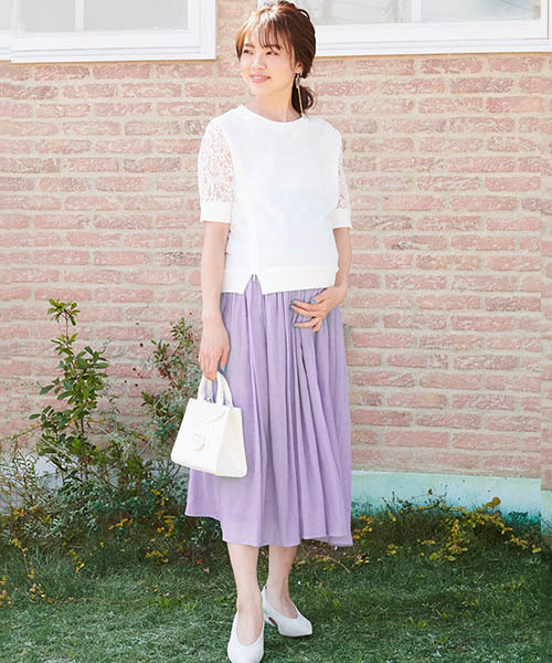 SweetMommy（スウィートマミー）の「コットンシフォン×レーヨン　リバーシブルロングスカート（マタニティウェア/グッズ・レディース・杢グレー/ブルー/モカ/ピンク・M/L）」の15枚目の写真