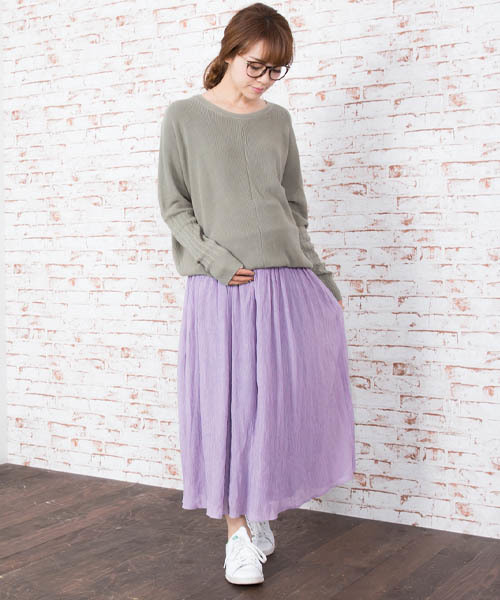 SweetMommy（スウィートマミー）の「コットンシフォン×レーヨン　リバーシブルロングスカート（マタニティウェア/グッズ・レディース・杢グレー/ブルー/モカ/ピンク・M/L）」の14枚目の写真